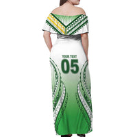 Custom Cook Islands Avaiki Rugby Off Shoulder Maxi Dress Go Champions LT05 - Polynesian Pride