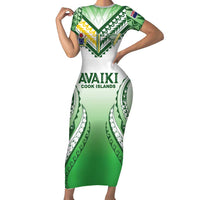 Custom Cook Islands Avaiki Rugby Short Sleeve Bodycon Dress Go Champions - Polynesian Pride