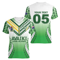 Custom Cook Islands Avaiki Rugby Women V-Neck T-Shirt Go Champions - Polynesian Pride