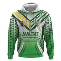 Custom Cook Islands Avaiki Rugby Zip Hoodie Go Champions LT05 Pullover Hoodie Green - Polynesian Pride