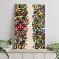 Hawaii And Japan Canvas Wall Art Tiki With Oni Mask LT05 - Polynesian Pride