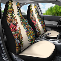 Hawaii And Japan Car Seat Cover Tiki With Oni Mask LT05 - Polynesian Pride
