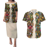 Hawaii And Japan Couples Matching Puletasi and Hawaiian Shirt Tiki With Oni Mask LT05 Colorful - Polynesian Pride