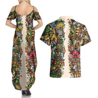 Hawaii And Japan Couples Matching Summer Maxi Dress and Hawaiian Shirt Tiki With Oni Mask - Polynesian Pride