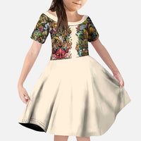Hawaii And Japan Family Matching Summer Maxi Dress and Hawaiian Shirt Tiki With Oni Mask LT05 Daughter's Dress Colorful - Polynesian Pride