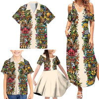 Hawaii And Japan Family Matching Summer Maxi Dress and Hawaiian Shirt Tiki With Oni Mask LT05 - Polynesian Pride