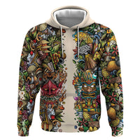 Hawaii And Japan Hoodie Tiki With Oni Mask LT05 Pullover Hoodie Colorful - Polynesian Pride