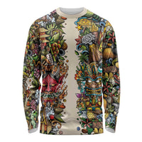 Hawaii And Japan Long Sleeve Shirt Tiki With Oni Mask LT05 Unisex Colorful - Polynesian Pride