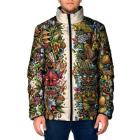 Hawaii And Japan Padded Jacket Tiki With Oni Mask LT05 Men Colorful - Polynesian Pride