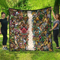 Hawaii And Japan Quilt Tiki With Oni Mask LT05 - Polynesian Pride