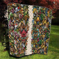 Hawaii And Japan Quilt Tiki With Oni Mask LT05 - Polynesian Pride