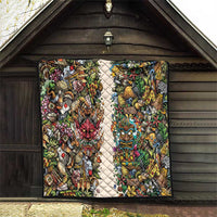 Hawaii And Japan Quilt Tiki With Oni Mask LT05 - Polynesian Pride