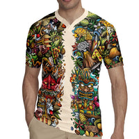 Hawaii And Japan Rugby Jersey Tiki With Oni Mask LT05 - Polynesian Pride