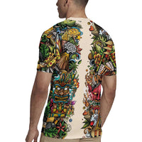 Hawaii And Japan Rugby Jersey Tiki With Oni Mask LT05 - Polynesian Pride