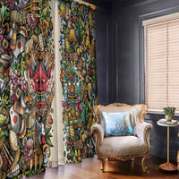 Hawaii And Japan Window Curtain Tiki With Oni Mask LT05 - Polynesian Pride