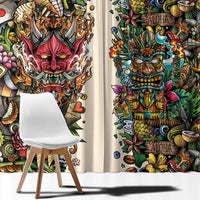Hawaii And Japan Window Curtain Tiki With Oni Mask LT05 - Polynesian Pride