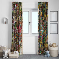 Hawaii And Japan Window Curtain Tiki With Oni Mask LT05 - Polynesian Pride