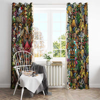Hawaii And Japan Window Curtain Tiki With Oni Mask LT05 - Polynesian Pride