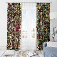 Hawaii And Japan Window Curtain Tiki With Oni Mask LT05 - Polynesian Pride