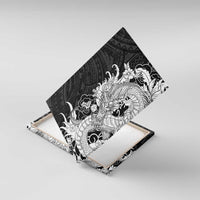 Hawaiian And Japanese Culture Canvas Wall Art Irezumi Dragon With Polynesian Pattern Black LT05 With Frame Black - Polynesian Pride