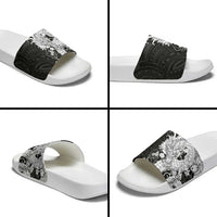 Hawaiian And Japanese Culture Slide Sandals Irezumi Dragon With Polynesian Pattern Black LT05 - Polynesian Pride