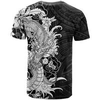 Hawaiian And Japanese Culture T Shirt Irezumi Dragon With Polynesian Pattern Black LT05 - Polynesian Pride