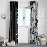 Hawaiian And Japanese Culture Window Curtain Irezumi Dragon With Polynesian Pattern Black LT05 - Polynesian Pride