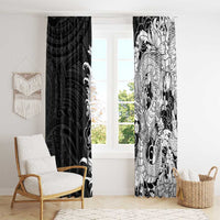 Hawaiian And Japanese Culture Window Curtain Irezumi Dragon With Polynesian Pattern Black LT05 - Polynesian Pride