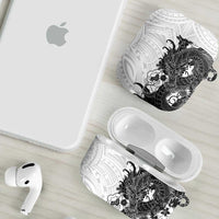 Hawaiian And Japanese Culture AirPods Case Irezumi Dragon With Polynesian Pattern White LT05 - Polynesian Pride