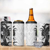 Hawaiian And Japanese Culture 4 in 1 Can Cooler Tumbler Irezumi Dragon With Polynesian Pattern White LT05 - Polynesian Pride