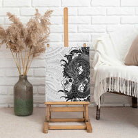 Hawaiian And Japanese Culture Canvas Wall Art Irezumi Dragon With Polynesian Pattern White LT05 - Polynesian Pride