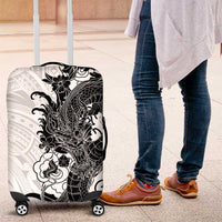 Hawaiian And Japanese Culture Luggage Cover Irezumi Dragon With Polynesian Pattern White LT05 White - Polynesian Pride