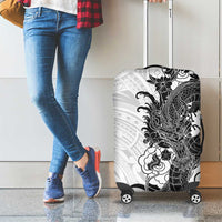 Hawaiian And Japanese Culture Luggage Cover Irezumi Dragon With Polynesian Pattern White LT05 - Polynesian Pride