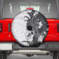 Hawaiian And Japanese Culture Spare Tire Cover Irezumi Dragon With Polynesian Pattern White LT05 - Polynesian Pride