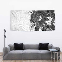 Hawaiian And Japanese Culture Tapestry Irezumi Dragon With Polynesian Pattern White LT05 - Polynesian Pride