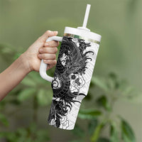 Hawaiian And Japanese Culture Tumbler With Handle Irezumi Dragon With Polynesian Pattern White LT05 - Polynesian Pride