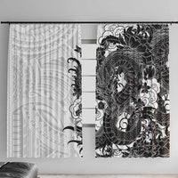 Hawaiian And Japanese Culture Window Curtain Irezumi Dragon With Polynesian Pattern White LT05 With Hooks White - Polynesian Pride