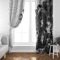 Hawaiian And Japanese Culture Window Curtain Irezumi Dragon With Polynesian Pattern White LT05 - Polynesian Pride