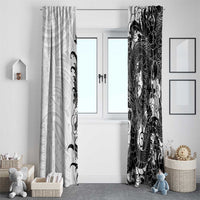 Hawaiian And Japanese Culture Window Curtain Irezumi Dragon With Polynesian Pattern White LT05 - Polynesian Pride