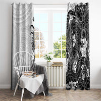 Hawaiian And Japanese Culture Window Curtain Irezumi Dragon With Polynesian Pattern White LT05 - Polynesian Pride