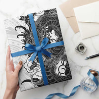 Hawaiian And Japanese Culture Wrapping Paper Irezumi Dragon With Polynesian Pattern White LT05 - Polynesian Pride