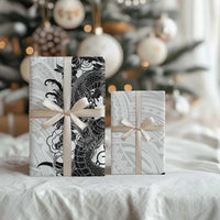 Hawaiian And Japanese Culture Wrapping Paper Irezumi Dragon With Polynesian Pattern White LT05 - Polynesian Pride