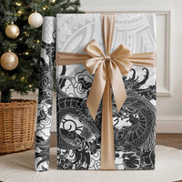 Hawaiian And Japanese Culture Wrapping Paper Irezumi Dragon With Polynesian Pattern White LT05 - Polynesian Pride