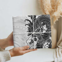 Hawaiian And Japanese Culture Wrapping Paper Irezumi Dragon With Polynesian Pattern White LT05 - Polynesian Pride