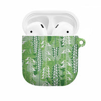 Green Hawaii Tapa Pattern AirPods Case With Heliconia Vintage Style