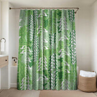 Green Hawaii Tapa Pattern Bathroom Set With Heliconia Vintage Style