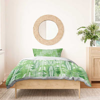 Green Hawaii Tapa Pattern Bedding Set With Heliconia Vintage Style