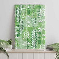 Green Hawaii Tapa Pattern Canvas Wall Art With Heliconia Vintage Style