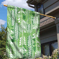 Green Hawaii Tapa Pattern Garden Flag With Heliconia Vintage Style