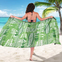 Green Hawaii Tapa Pattern Sarong With Heliconia Vintage Style